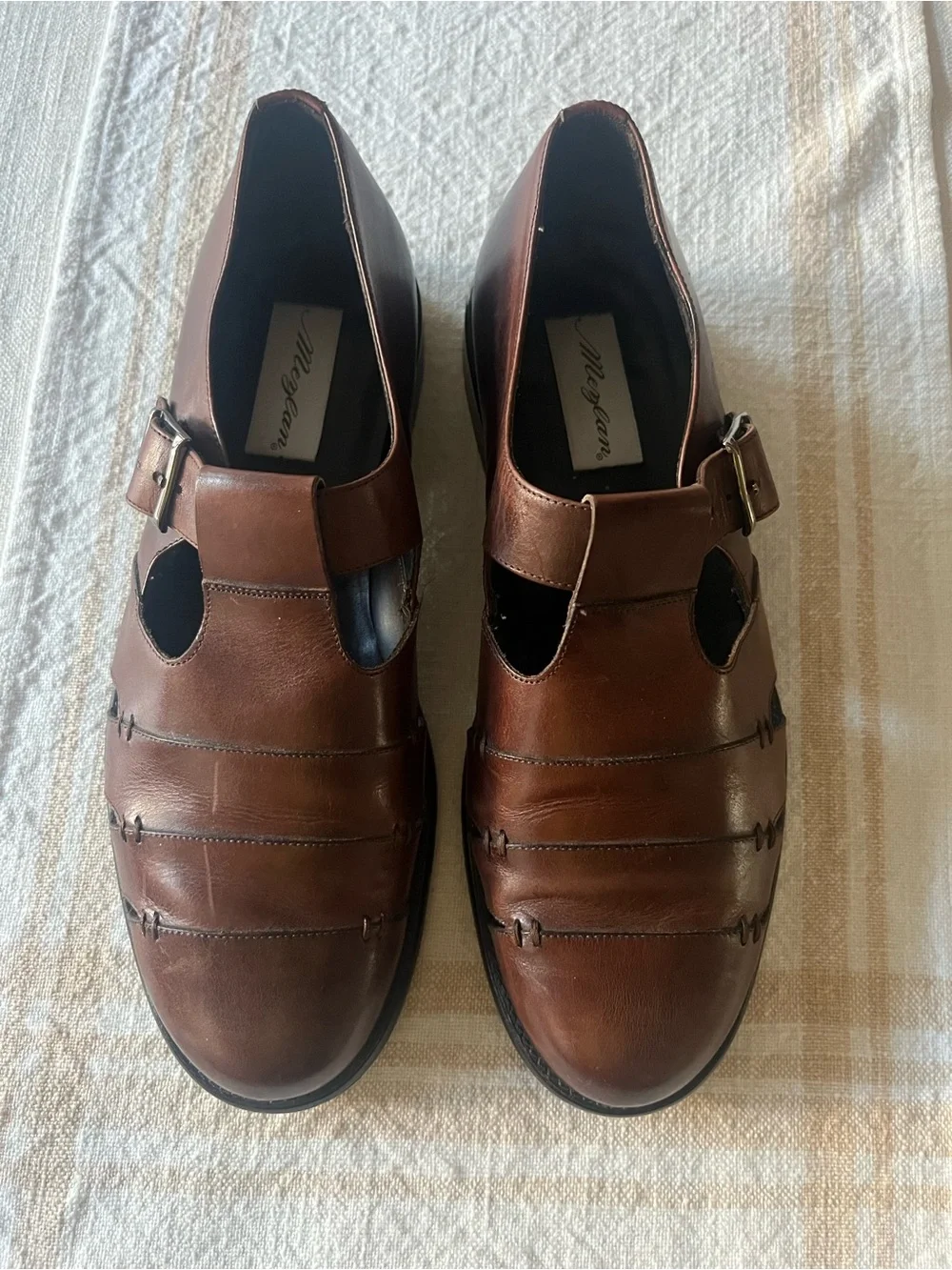 Mezclan Troy Brown Leather Men's Fisherman Shoes Size 10.5